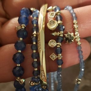 Kendra Scott 5 stackable stretch bracelets. Blue stones w/gold accents.